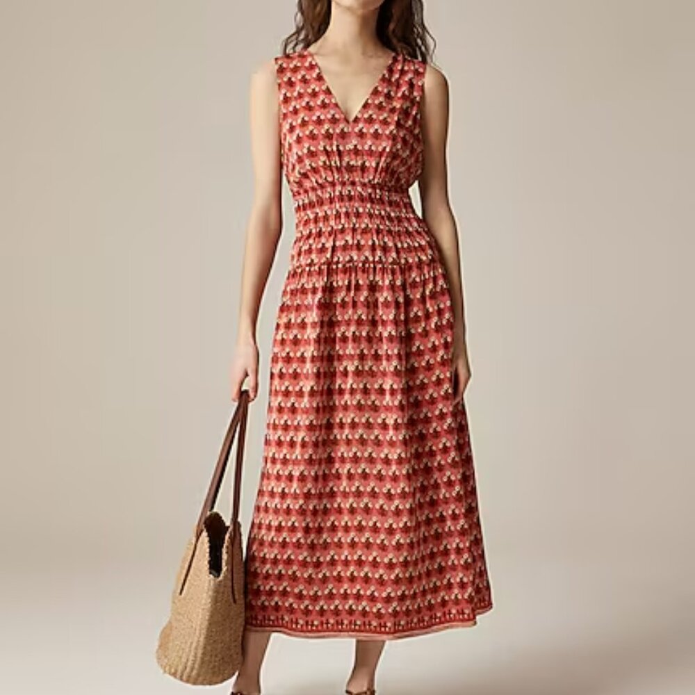 NWT J. Crew Hyacinth dress in block print crepe, Size Large
